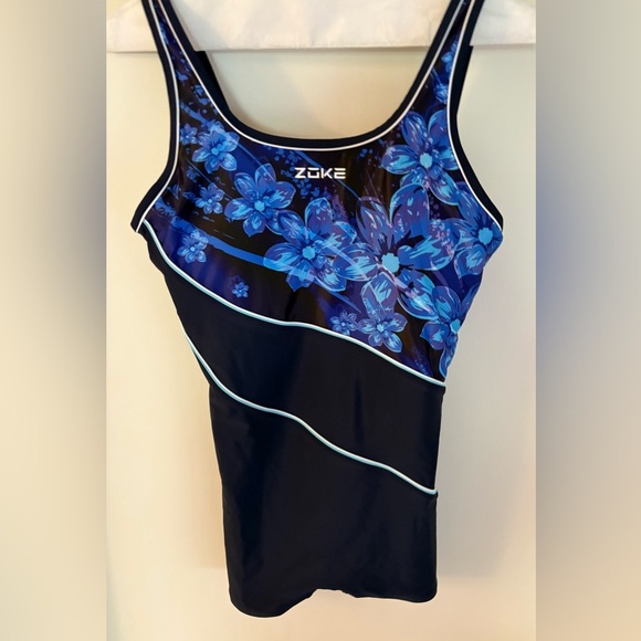 NEW- 2025 Full Coverage 
 Blue Floral Swimwear Bodysuit - Picture 5 of 11
